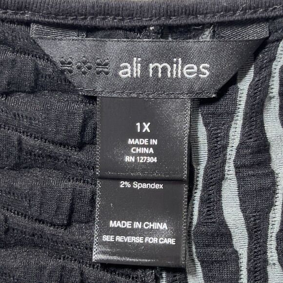 Ali Miles Pullover Tunic Top Womens Sz 1X Black Gray Textured 3/4 Sleeve Dress - Picture 6 of 11